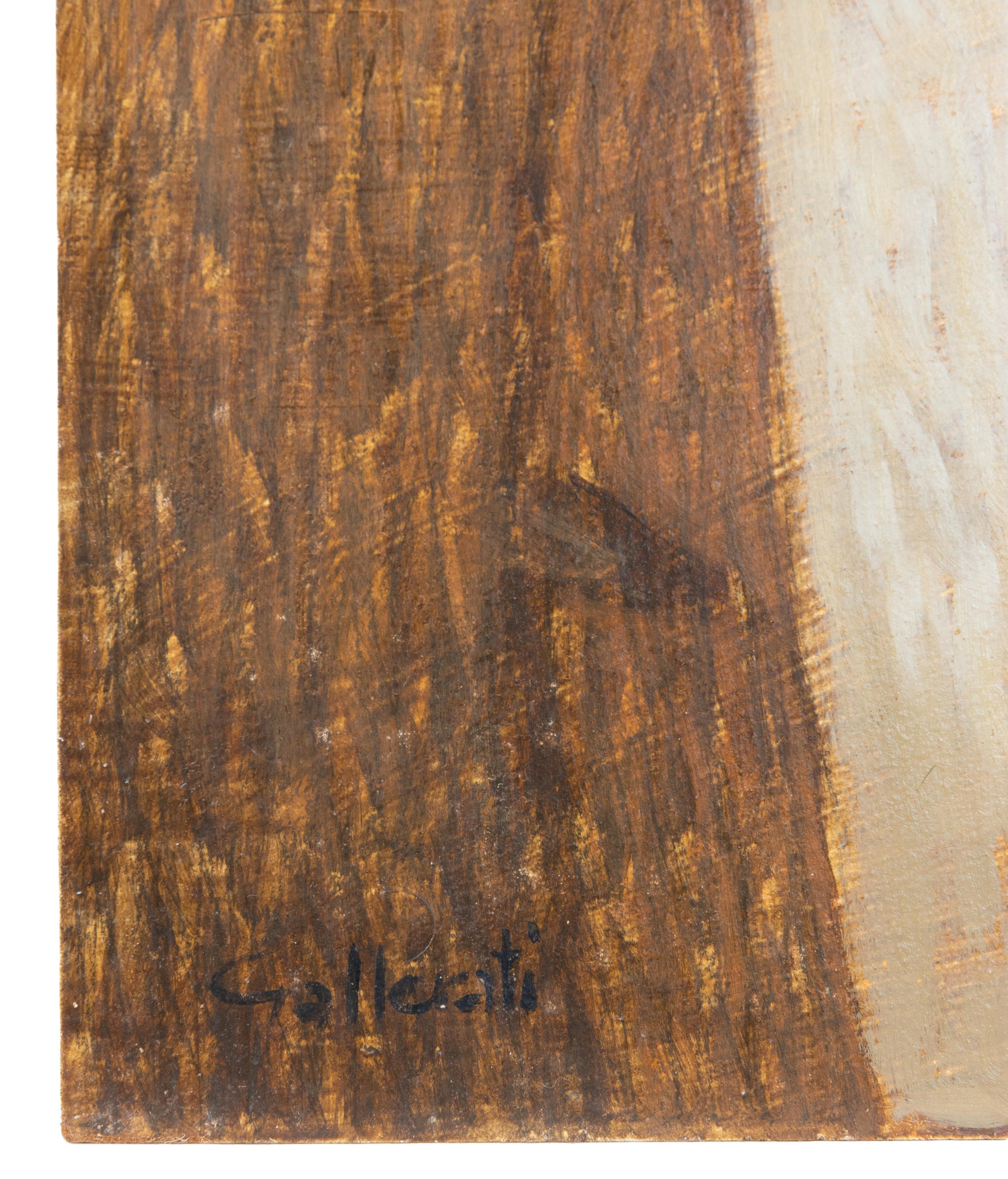 Una mujer al hombro - Pintura de Alberto Gallerati - Años 70 en venta 3