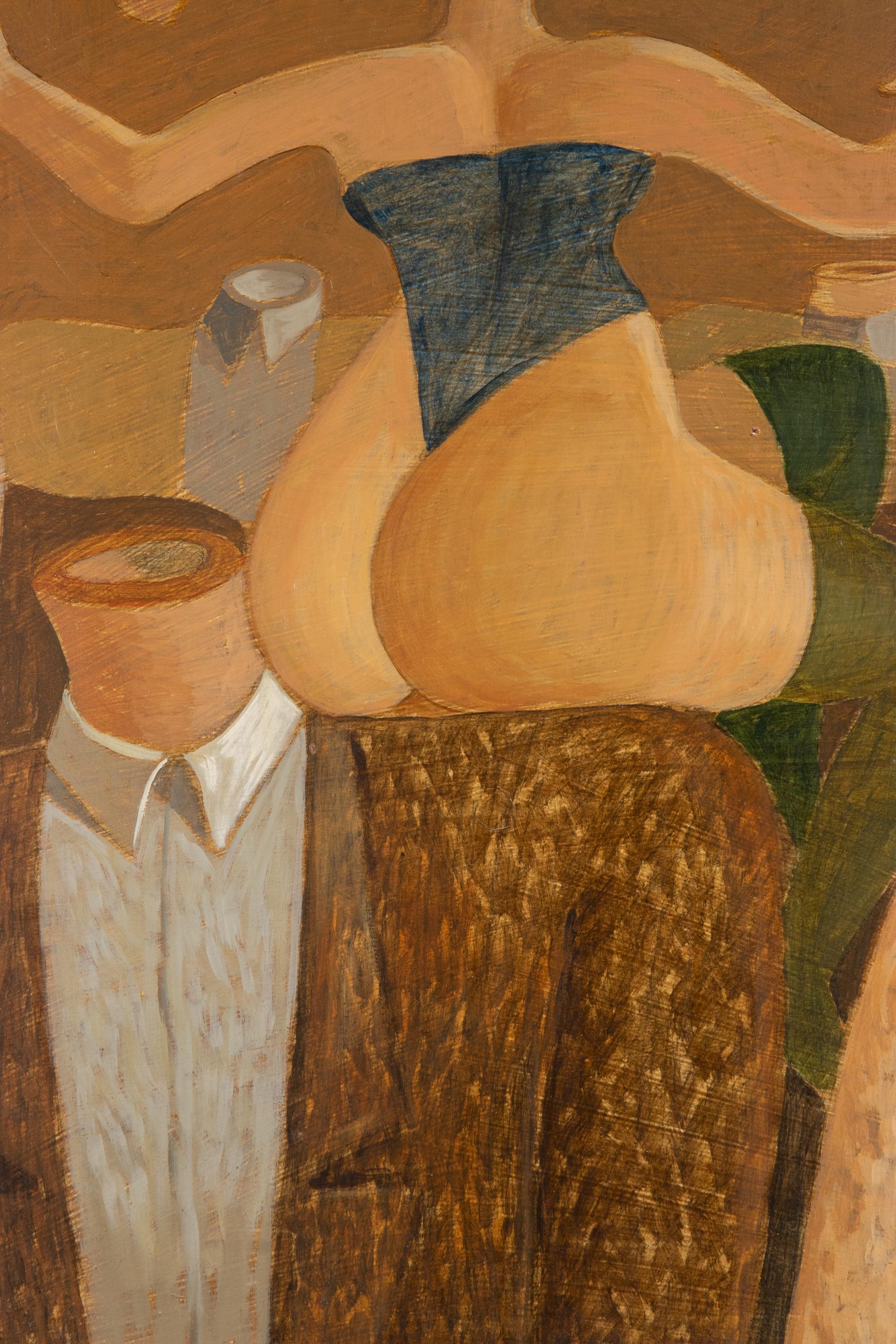 Una mujer al hombro - Pintura de Alberto Gallerati - Años 70 en venta 4