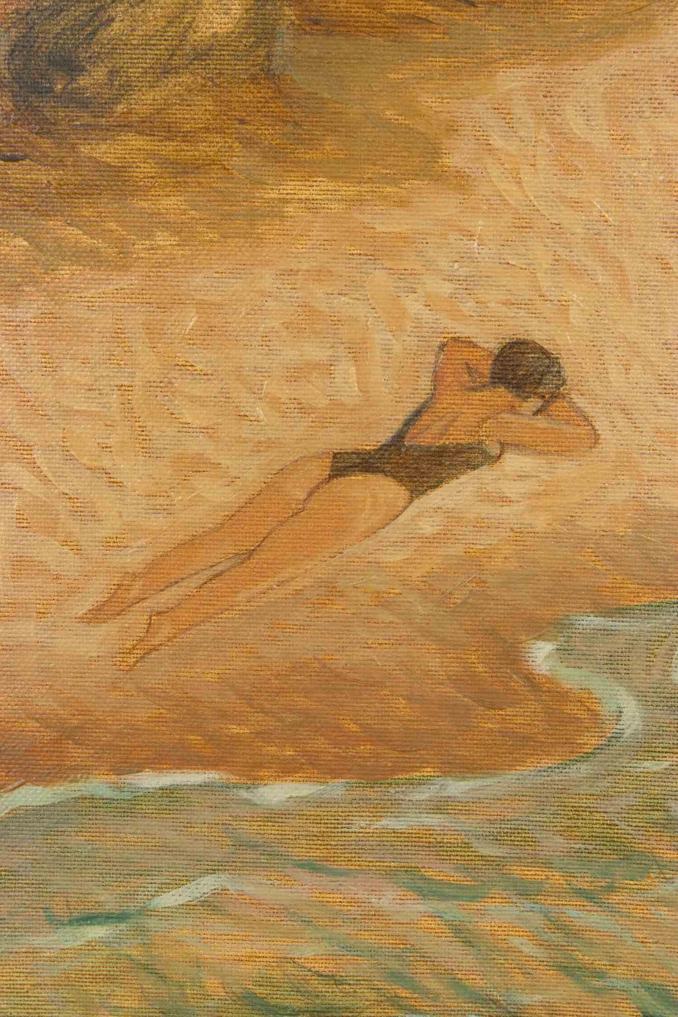 Alone at her Own Home  - Paint by Alberto Gallerati - 1970s For Sale 2