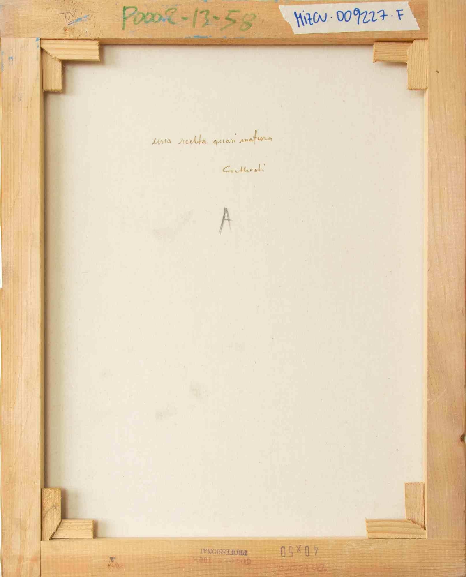 Eine fast ausgereifte Wahl - Gemälde von Alberto Gallerati - 1970er Jahre im Angebot 3