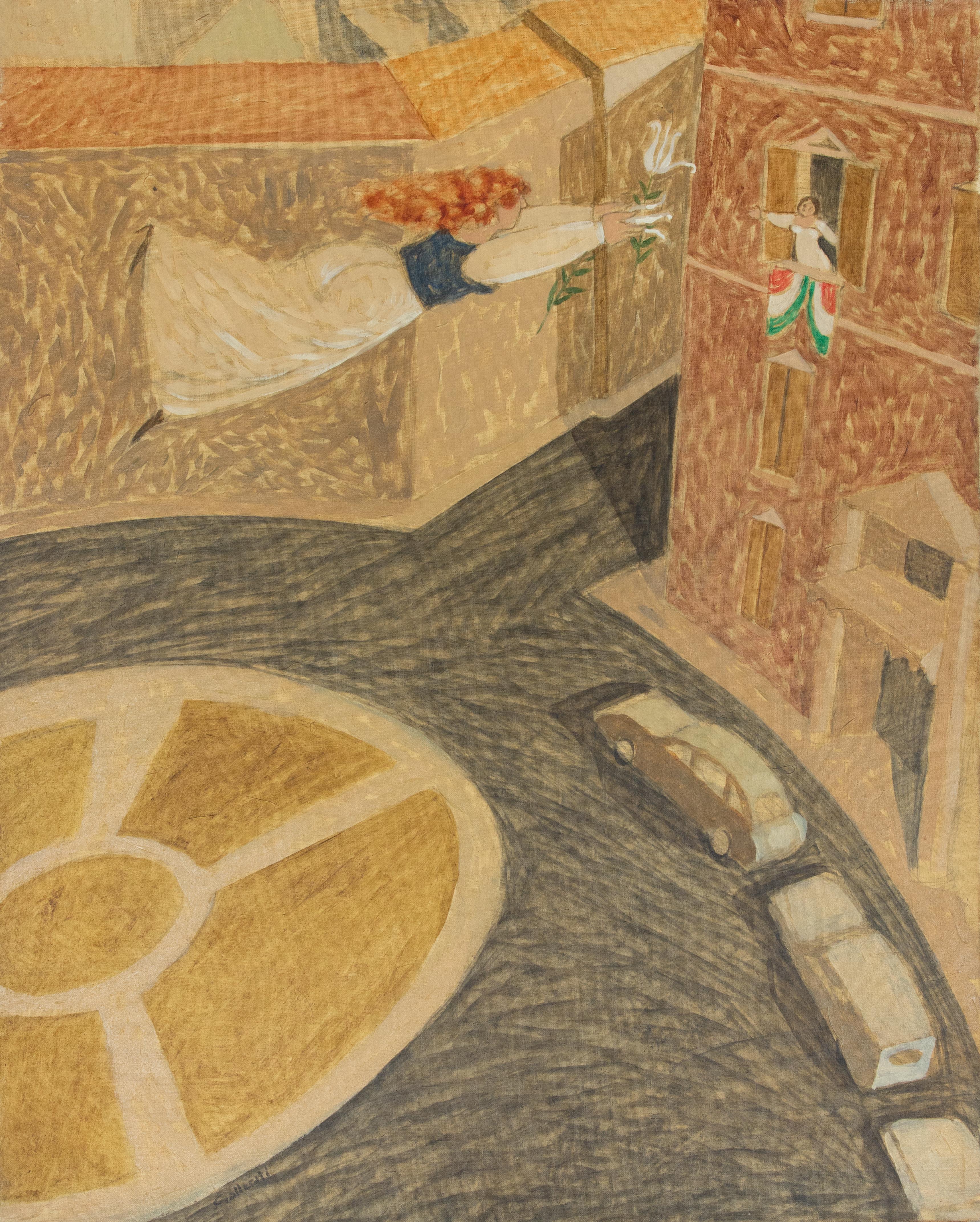 Ankündigung mit freundlicher Genehmigung der... - Gemälde von Alberto Gallerati - 1970er Jahre