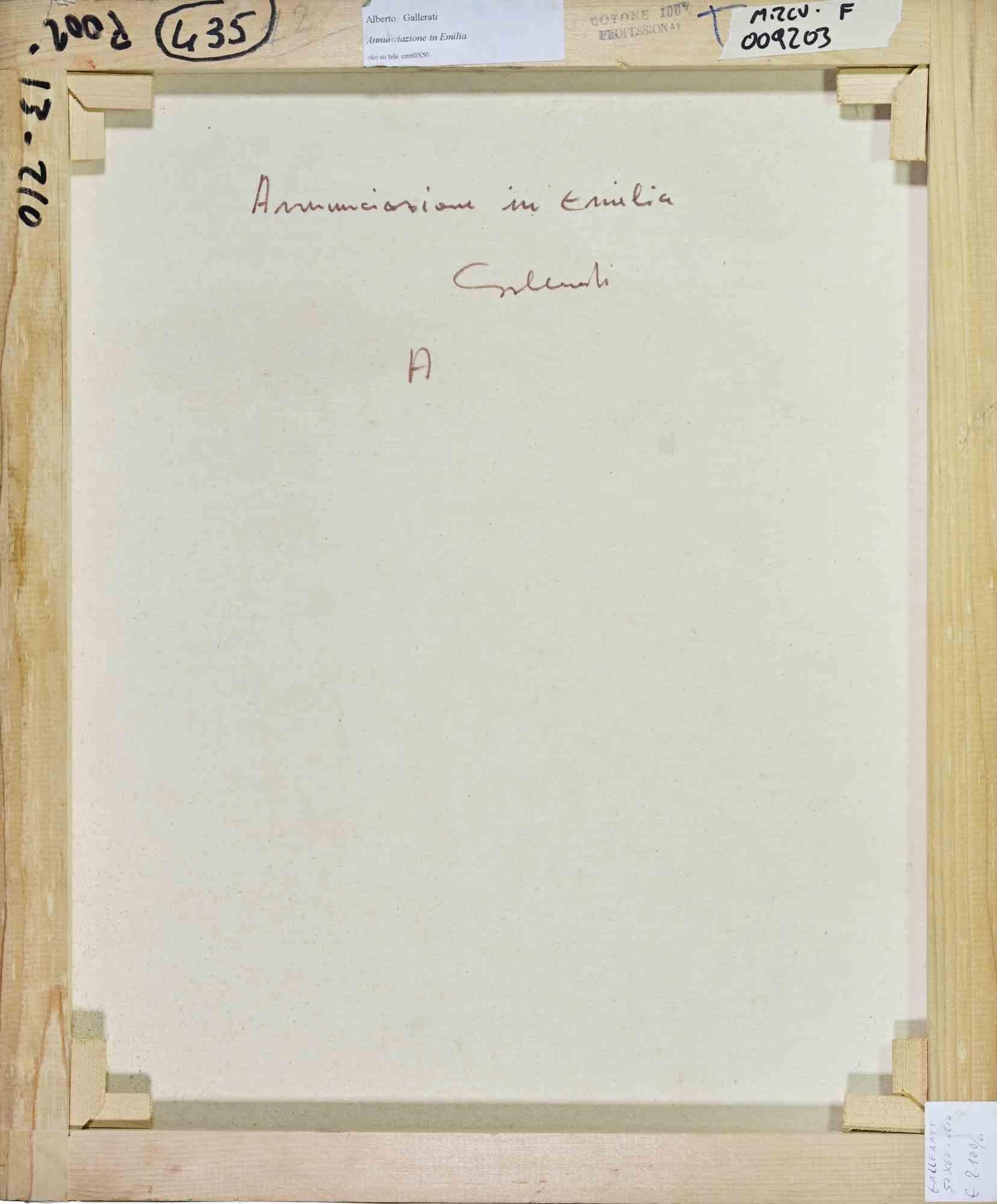 Annonciation à Emilia - Peinture d'Alberto Gallerati - 1970 en vente 2