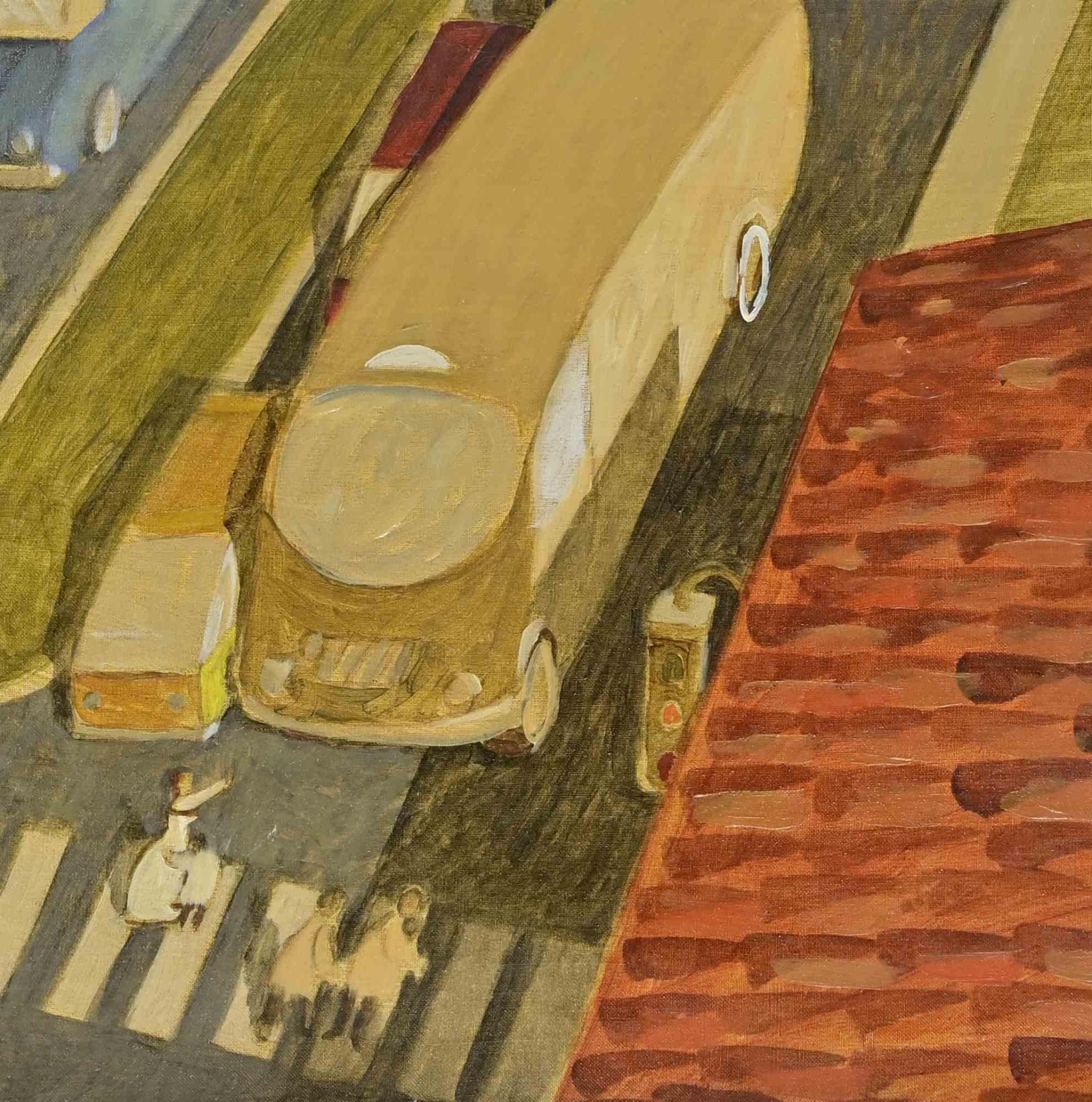 Rund um die Via Senato (in Mailand) - Gemälde von Alberto Gallerati - 1970er Jahre im Angebot 2