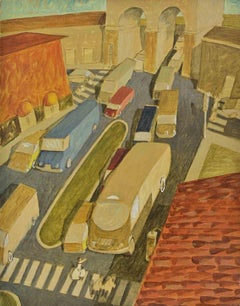 Around Via Senato (in Milan) - Paint by Alberto Gallerati - 1970s