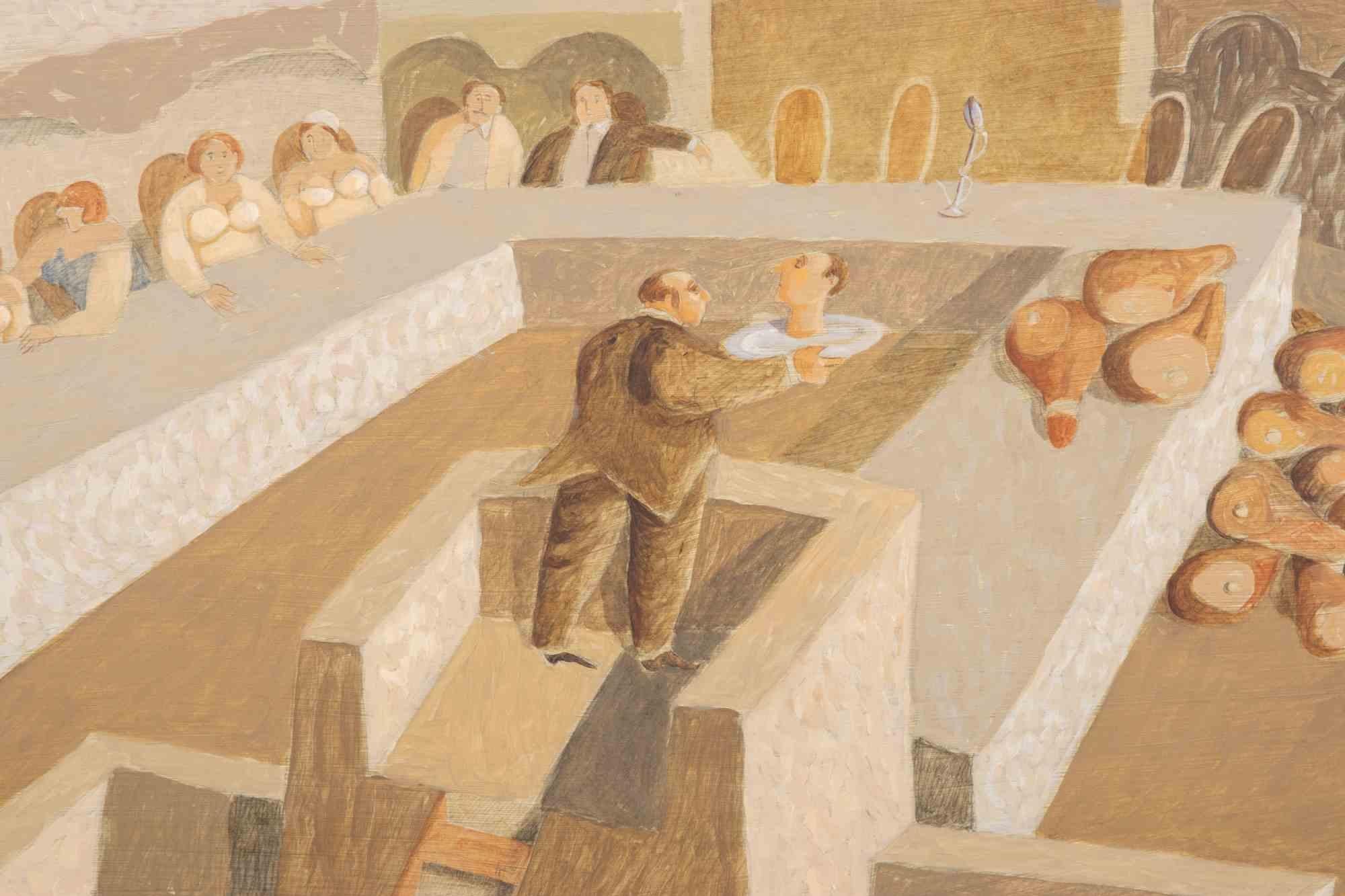 At the Congress of that Party - Paint by Alberto Gallerati - 1980s For Sale 1