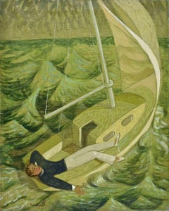 Bercé par les vagues de la mer - Peinture d'Alberto Gallerati - années 1970