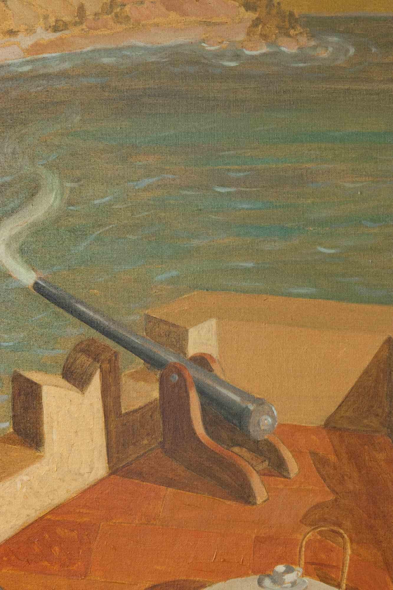 Bombardment with Tea - Paint by Alberto Gallerati - 1970s For Sale 2