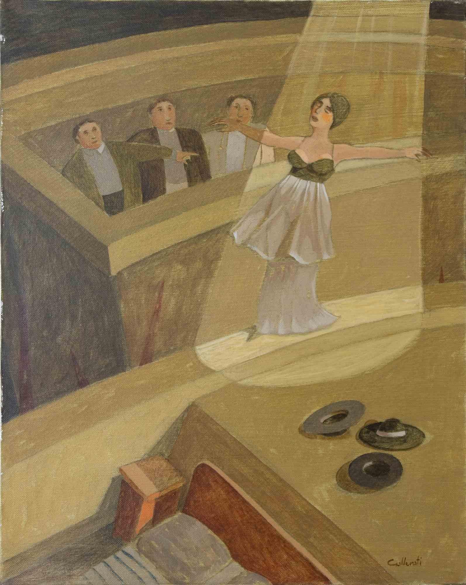Gefährliche Gleichgewichte - Gemälde von Alberto Gallerati - 1970er Jahre