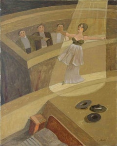 Balances dangereuses - Peinture d'Alberto Gallerati - années 1970