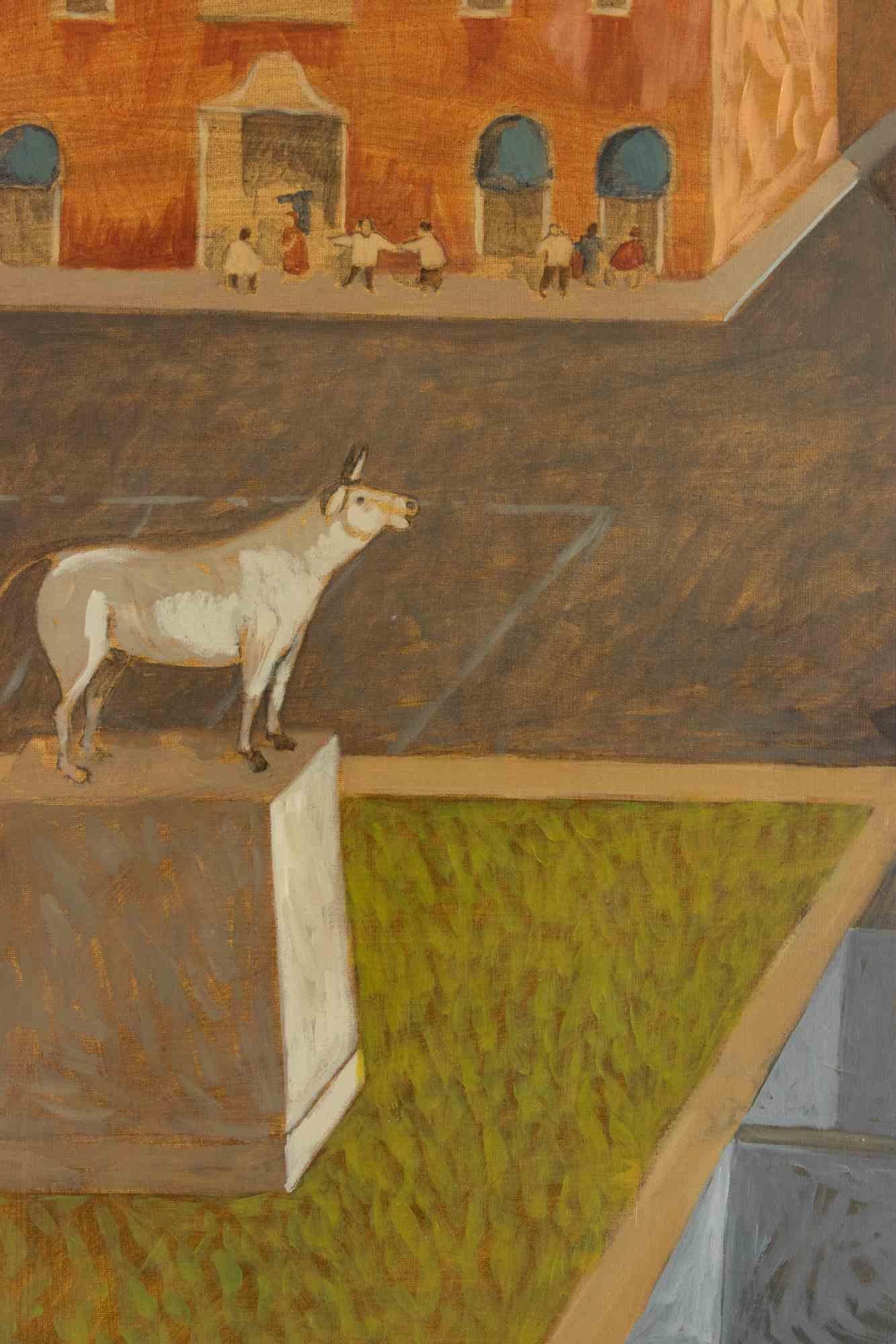 Weit weg von der Gefahr - Gemälde von Alberto Gallerati - 1970er im Angebot 2