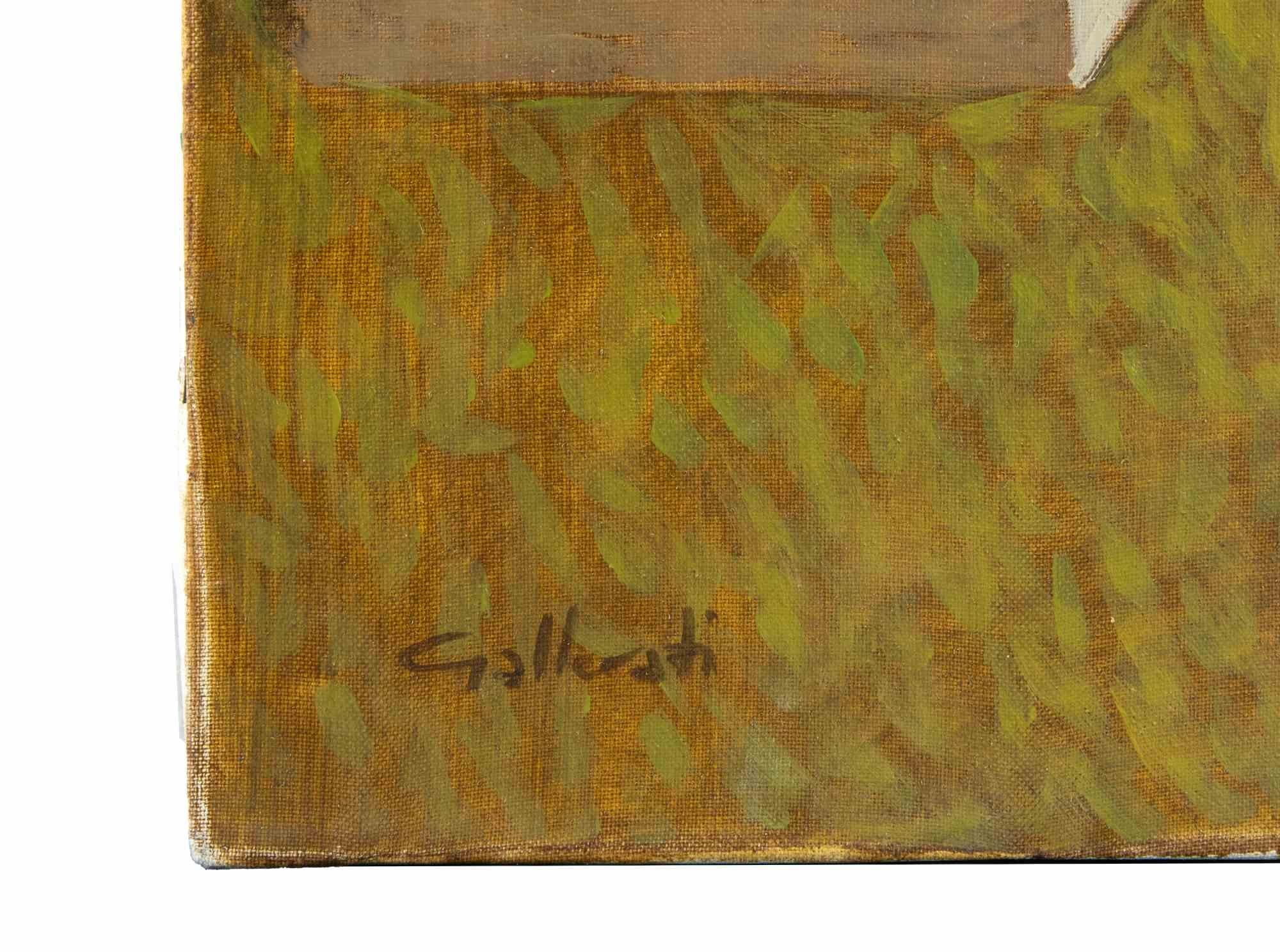 Weit weg von der Gefahr - Gemälde von Alberto Gallerati - 1970er im Angebot 3