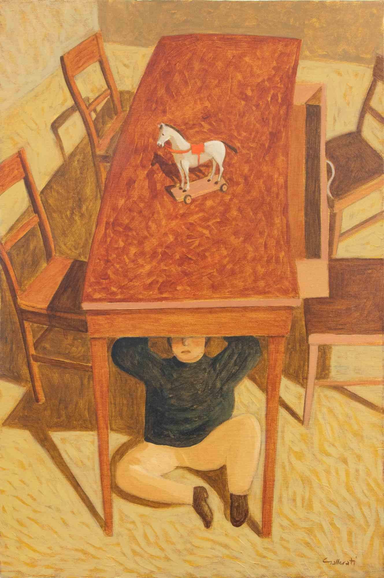 Öl auf Sperrholz von Alberto Gallerati (geb. 1945) aus den 1970er Jahren.

Handsigniert.

Sehr guter Zustand.