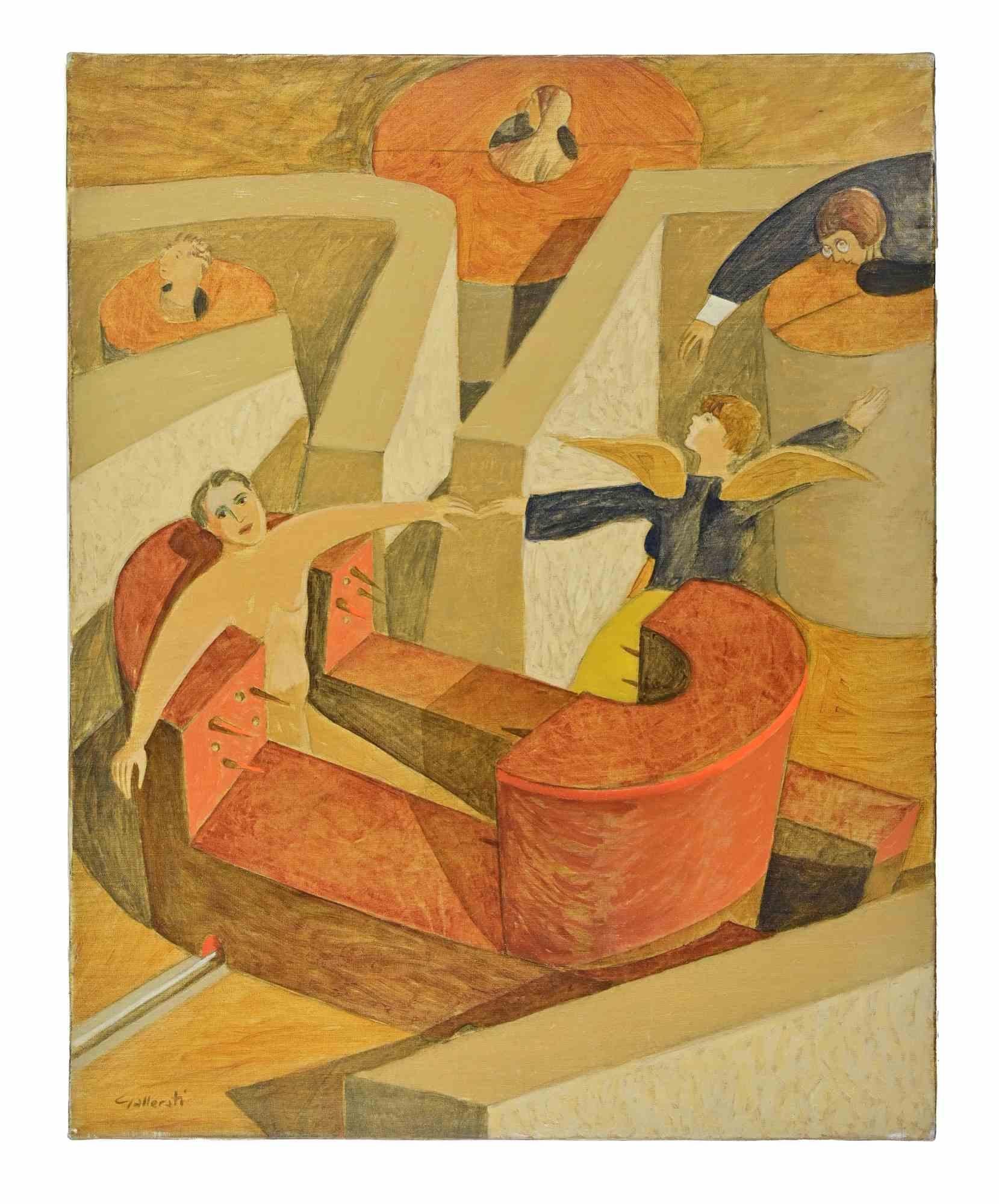 Sich von der Kunst befreien - Gemälde von Alberto Gallerati - 1970er Jahre im Angebot 2