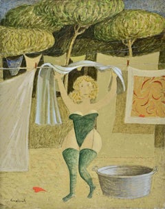 De la série : How Good It Is to Lay Out...-Peinture d'Alberto Gallerati - années 1970