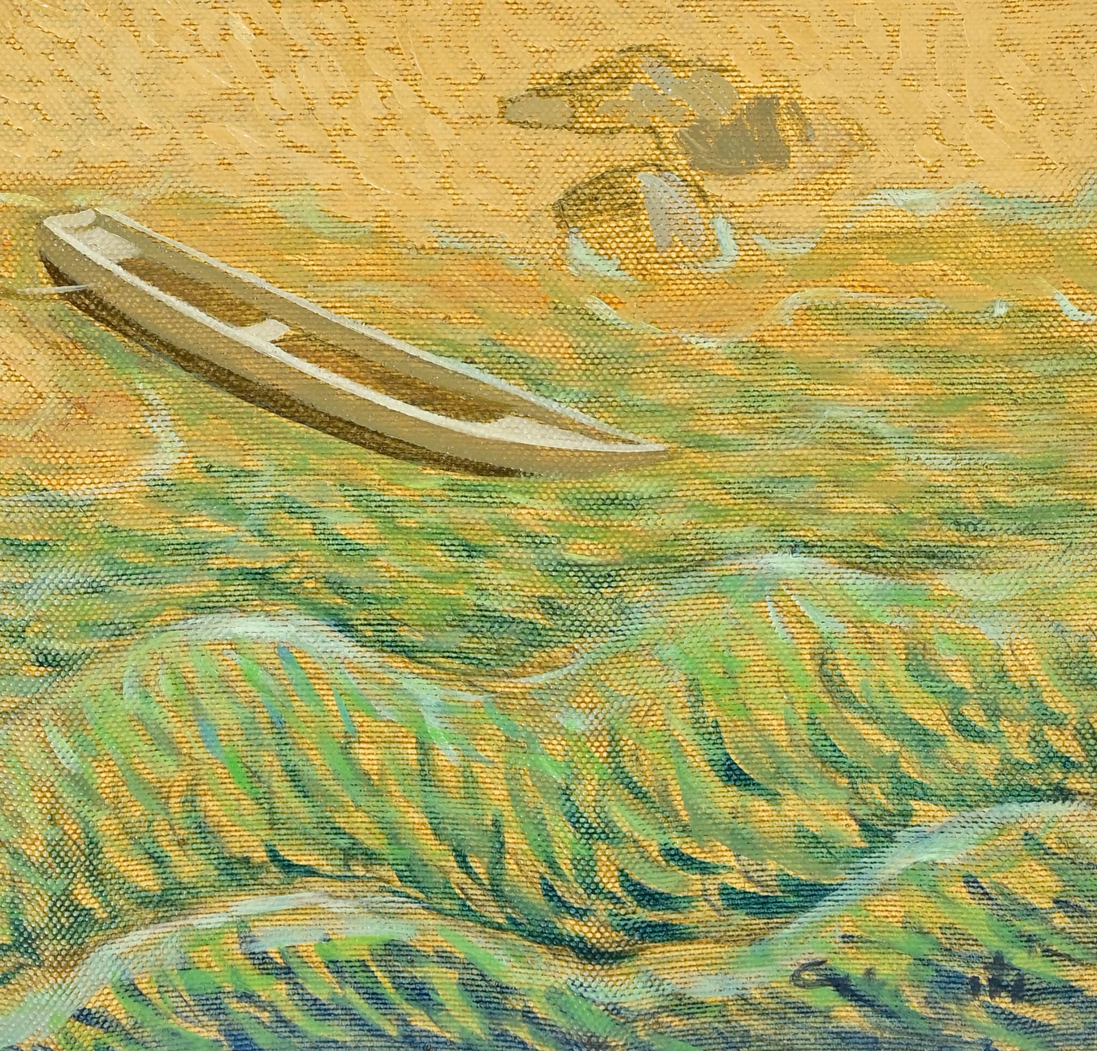 Maison et bateau, propriété - Peinture d'Alberto Gallerati - années 1970 en vente 3