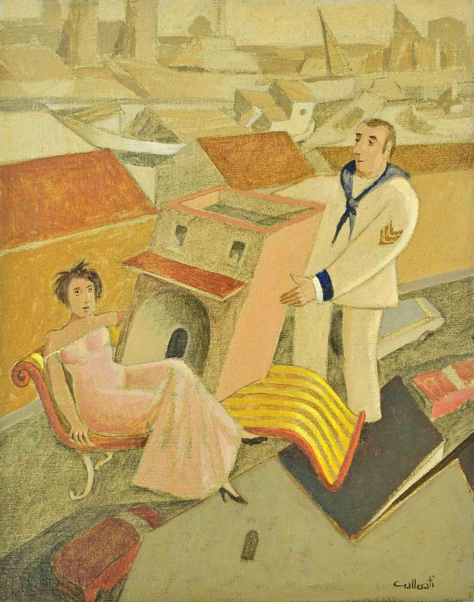 Ich werde ein Haus in Pescara kaufen - Gemälde von Alberto Gallerati - 1980er