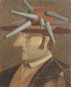 En mi cabeza, un pensamiento preciso - Pintura de Alberto Gallerati - Años 70