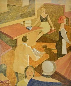 In der Konditorei - Gemälde von Alberto Gallerati - 1970er Jahre