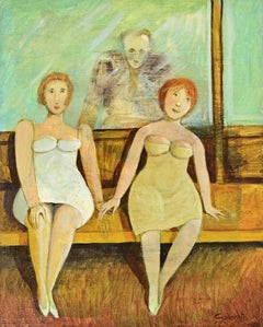 In the Waiting Room - Paint by Alberto Gallerati - 1980s