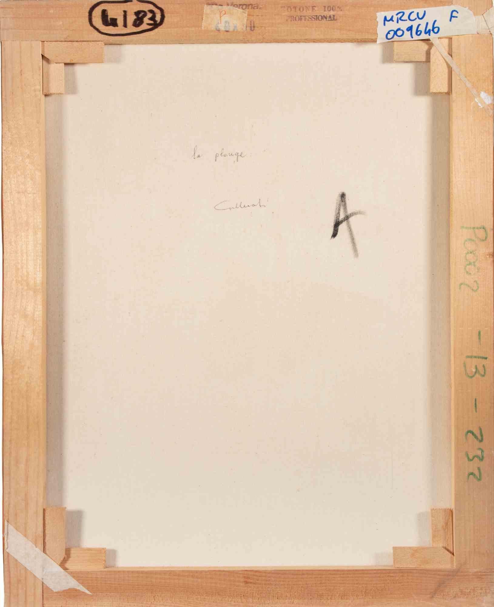 La Plonge (La Inmersión) - Pintura de Alberto Gallerati - Años 70 en venta 2