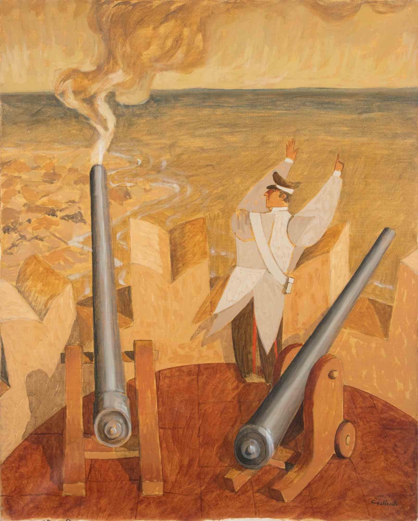 Paysage Schooting - Peinture d'Alberto Gallerati - années 1970