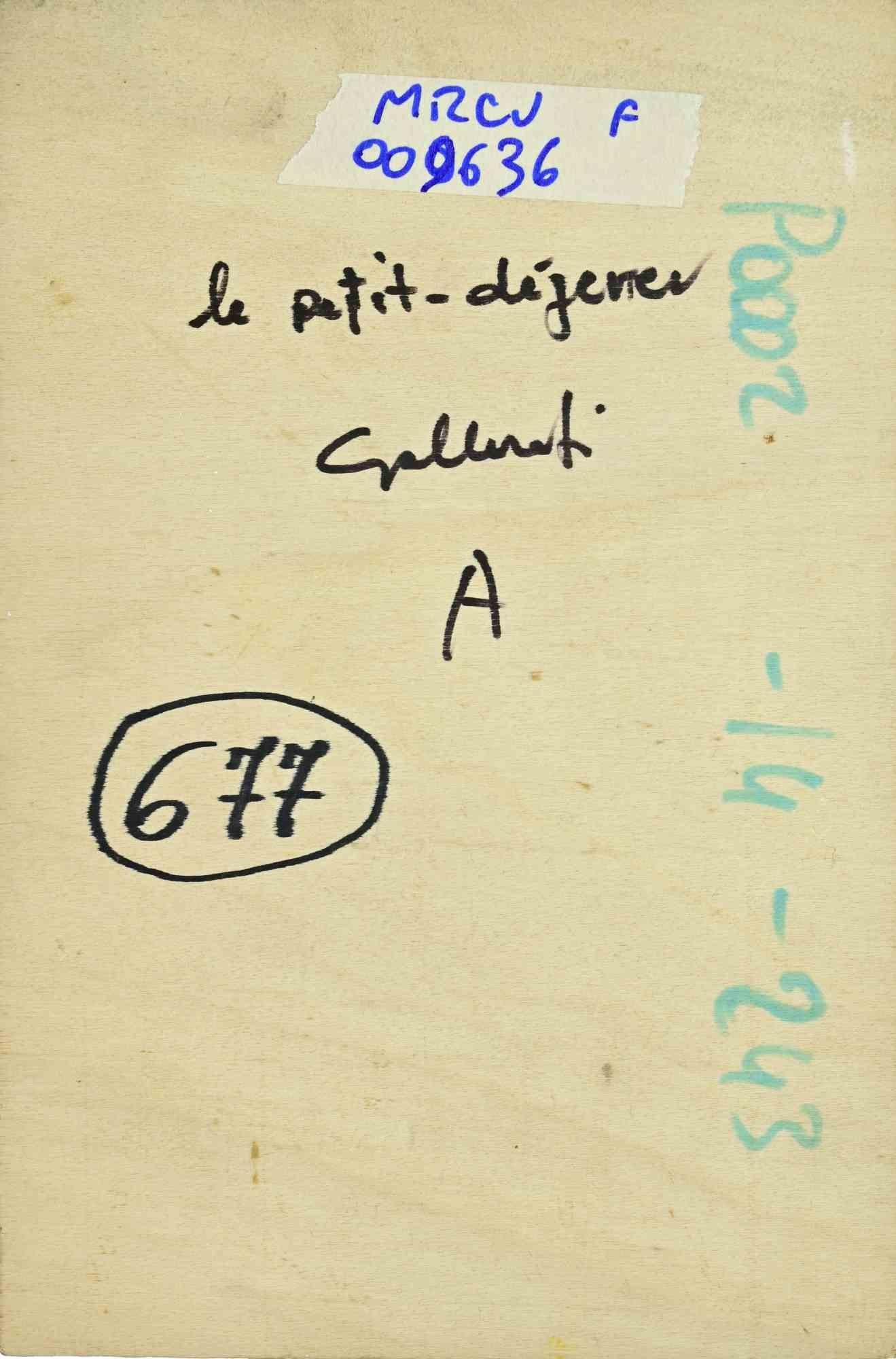 Le Petit Déjeneur - Gemälde von Alberto Gallerati - 1970er Jahre im Angebot 1