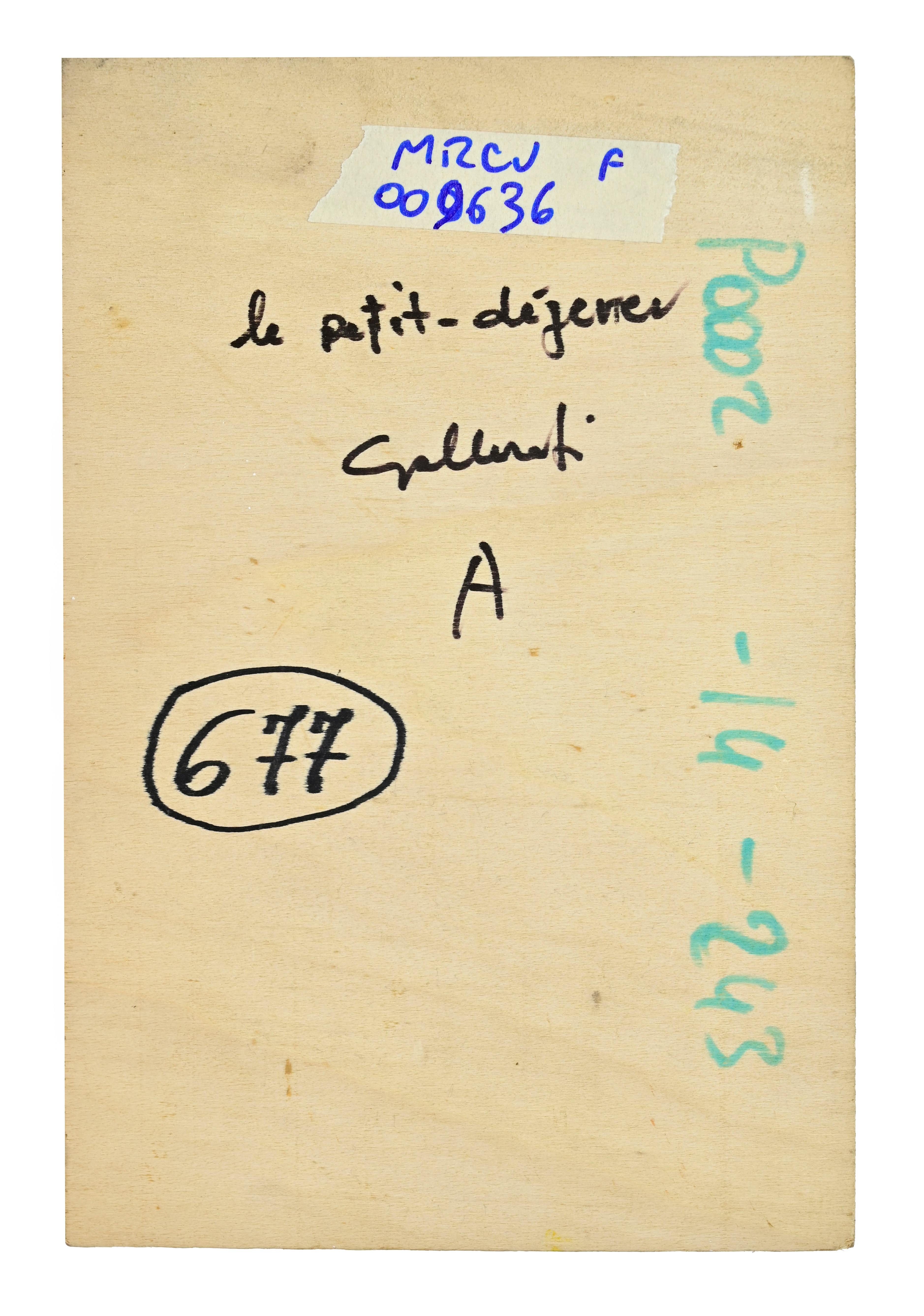 Le Petit Déjeneur - Gemälde von Alberto Gallerati - 1970er Jahre im Angebot 2
