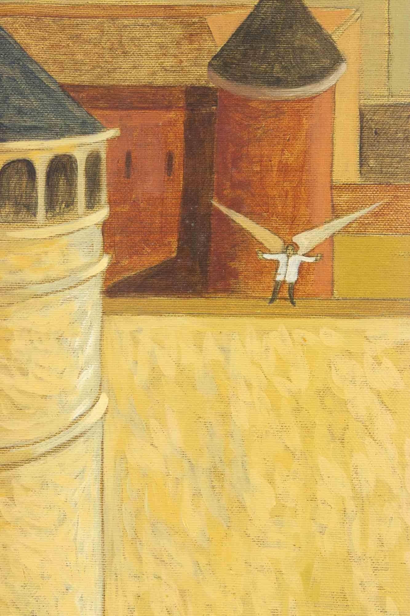 Mal sehen, ob Ikarus... - Gemälde von Alberto Gallerati - 1970er Jahre im Angebot 2
