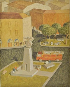 Monument à Saint François - Peinture d'Alberto Gallerati - années 1970