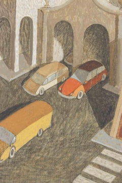 Cerca de Via Senato - Pintura de Alberto Gallerati - Años 70