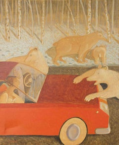 Sulla strada per il bosco di betulle - Dipinto di Alberto Gallerati - Anni '70