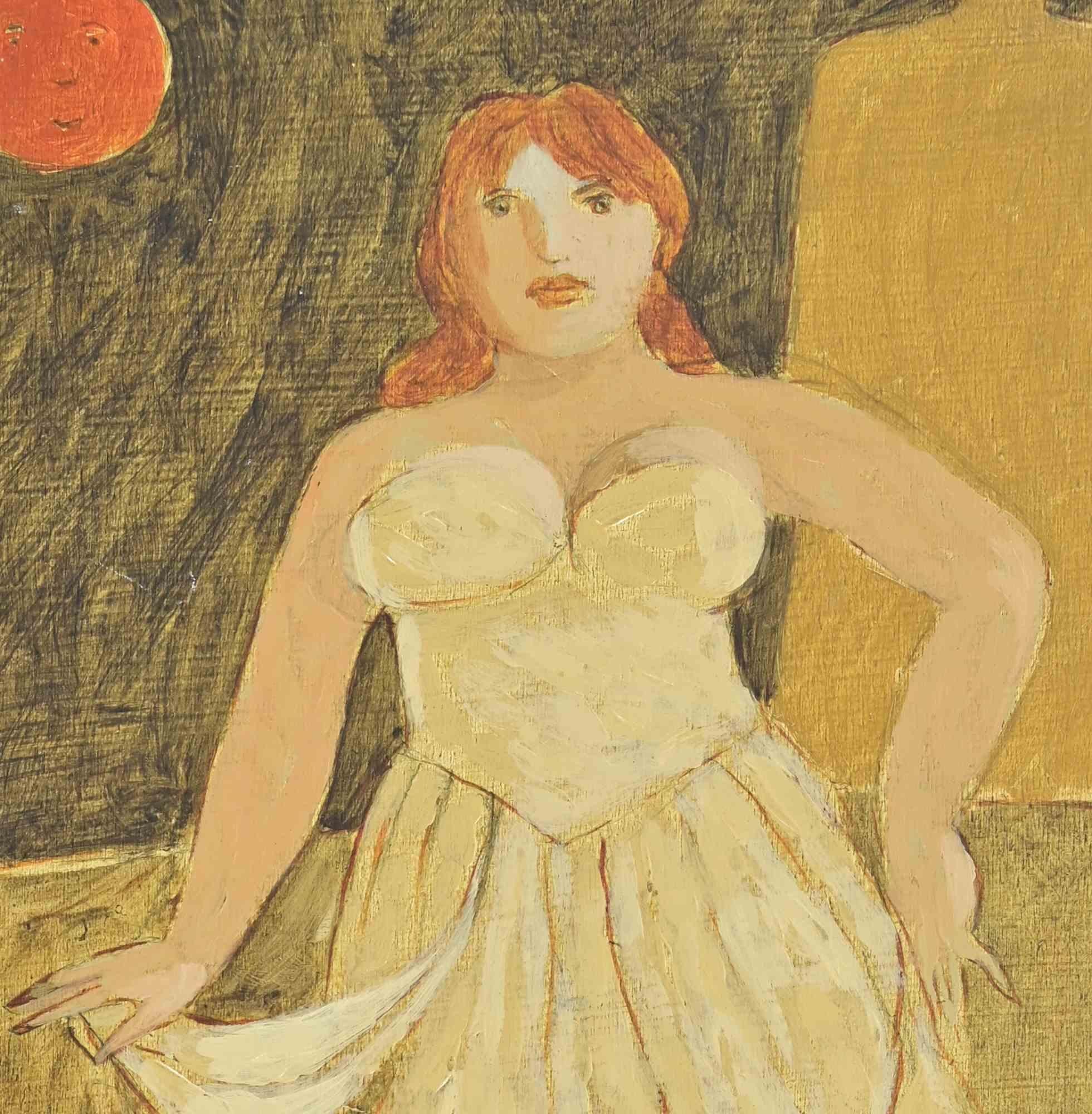 Bäuerlicher Mond - Gemälde von Alberto Gallerati - 1970er Jahre im Angebot 2