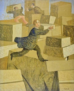 Travail précaire - Peinture d'Alberto Gallerati - années 1970