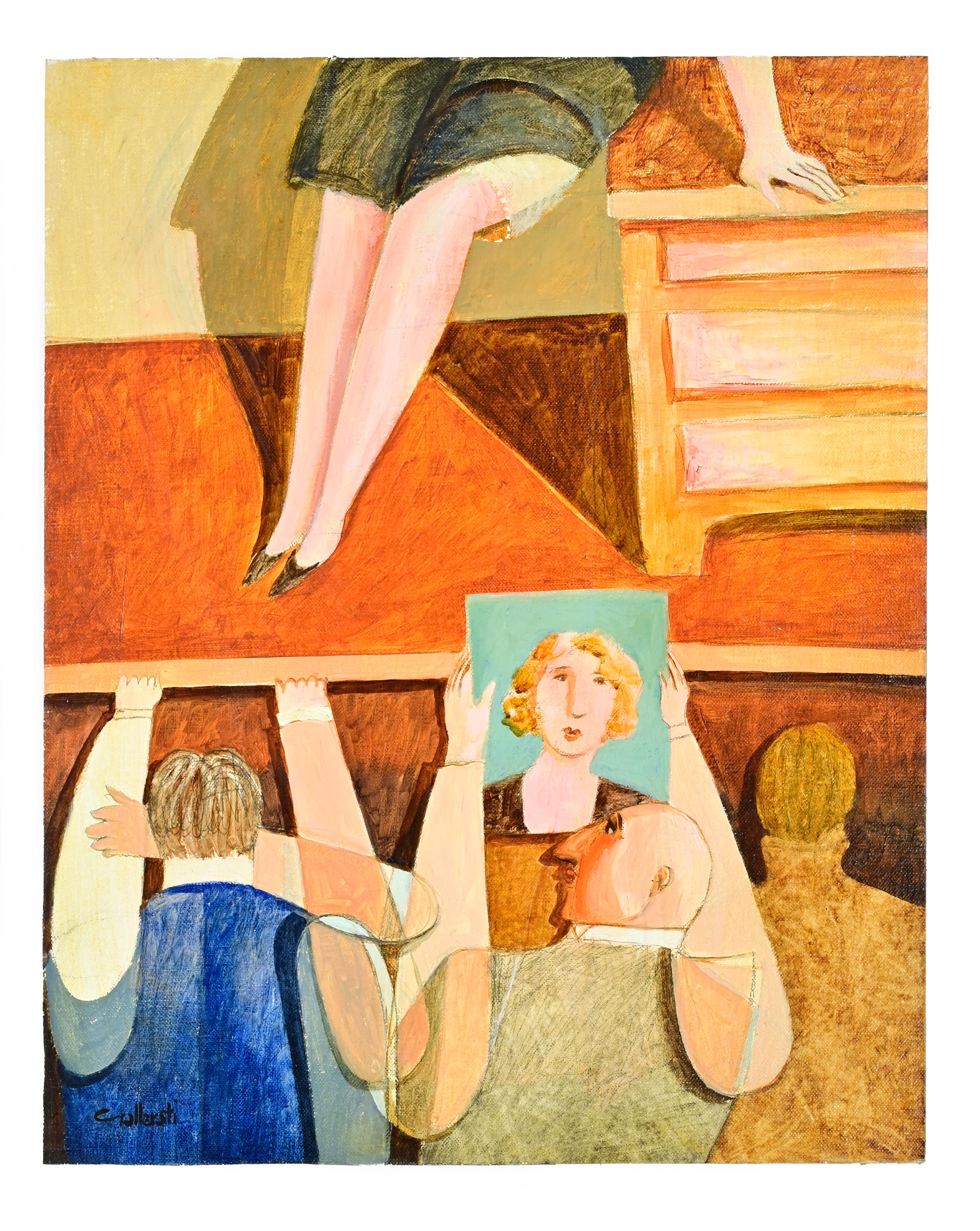 Public Curiosity - Paint by Alberto Gallerati - 1980s For Sale 2