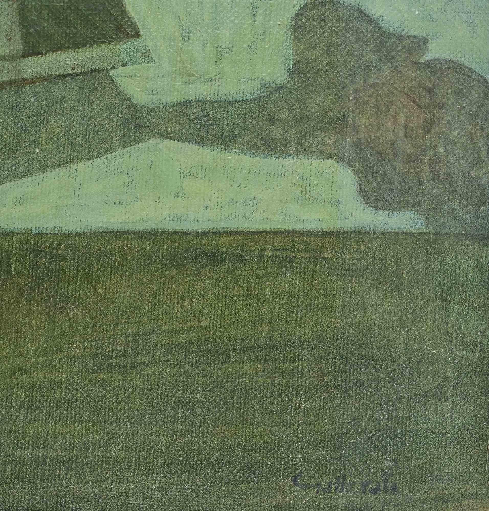 Pulling and Getting Pulled - Paint by Alberto Gallerati - 1970s For Sale 2