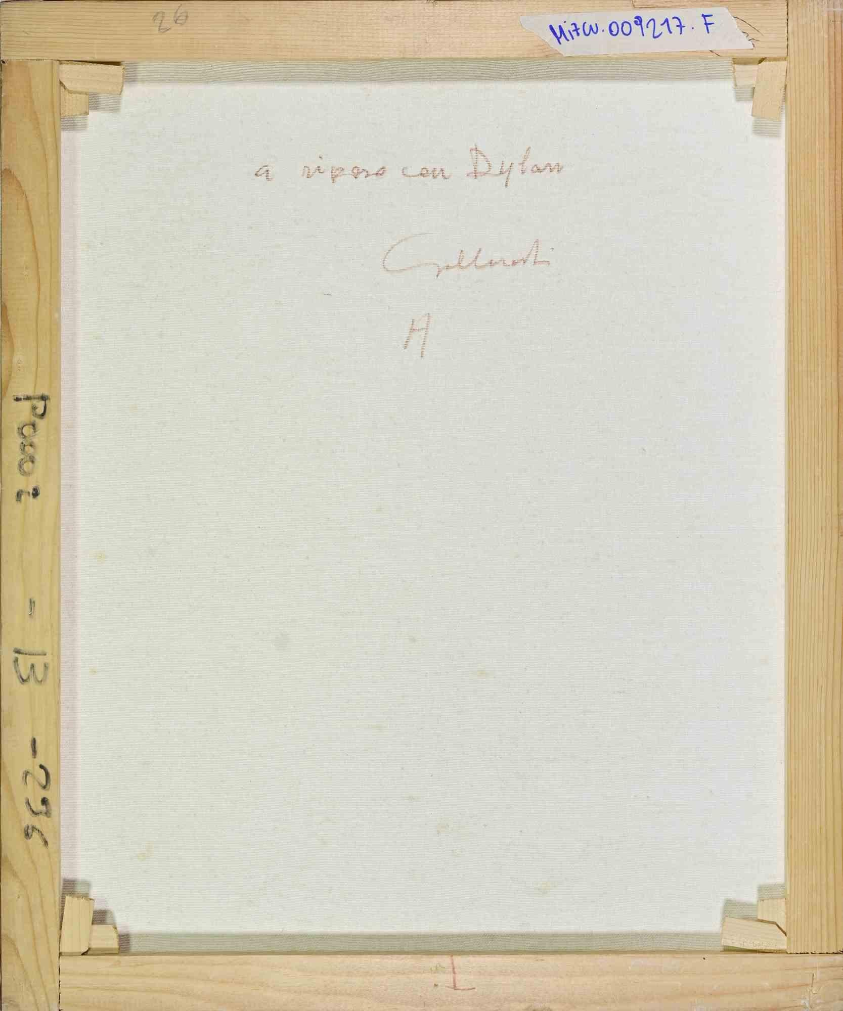 Ausruhen mit Dylan - Gemälde von Alberto Gallerati - 1970er im Angebot 2