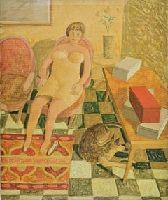 Riposo con Dylan - Quadro di Alberto Gallerati - Anni '70