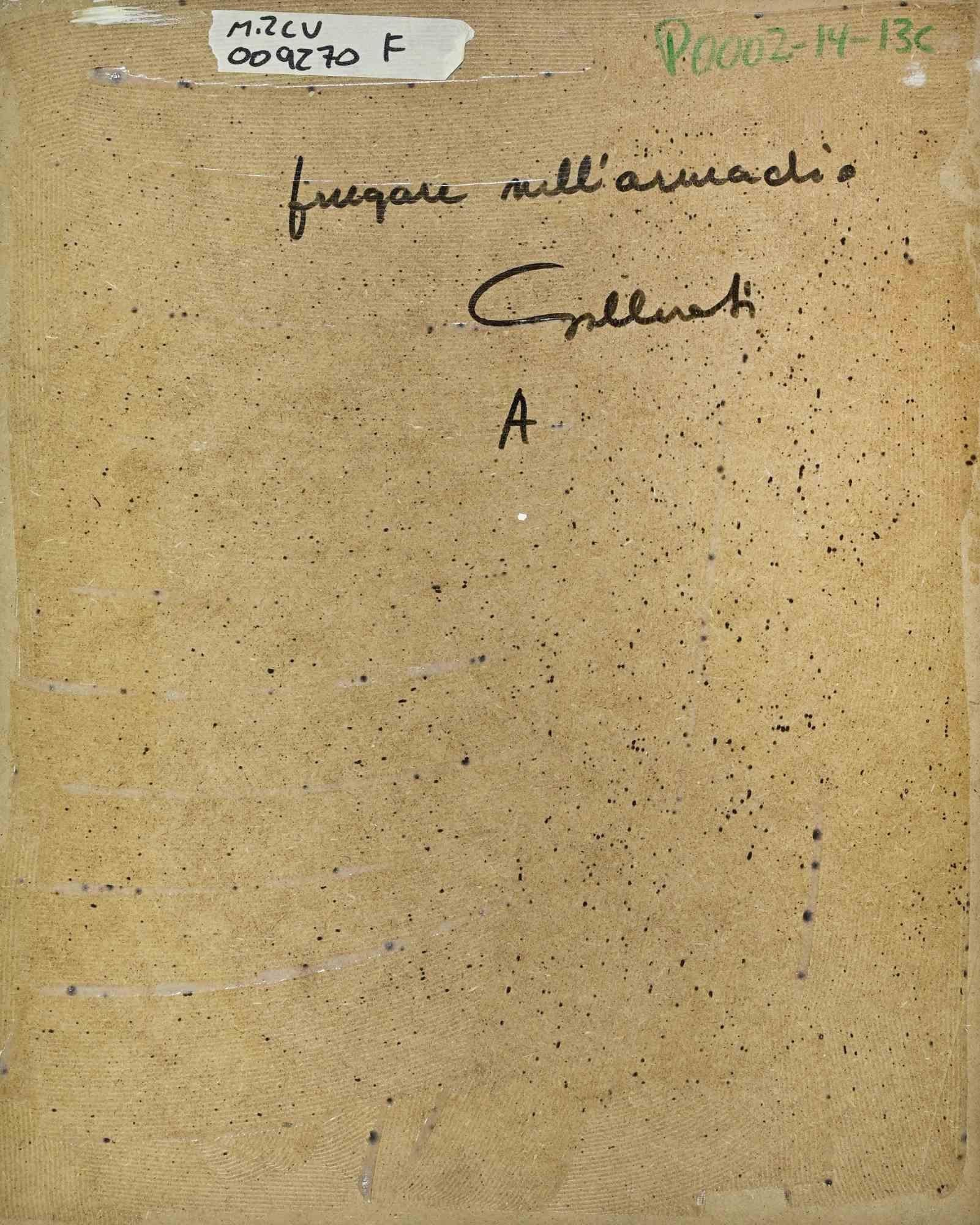 Stöbern im Kleiderschrank - Gemälde von Alberto Gallerati - 1970er Jahre im Angebot 2