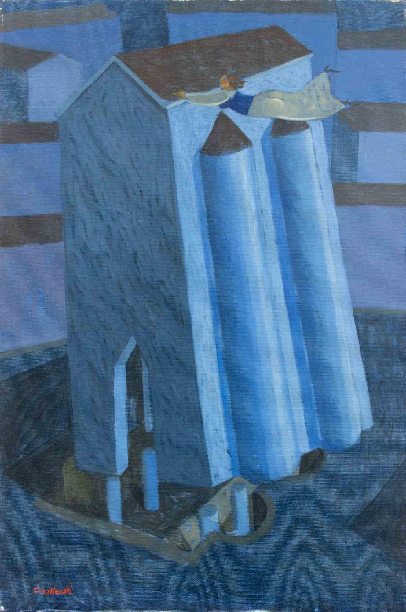 Porta via il castello - Quadro di Alberto Gallerati - Anni '70
