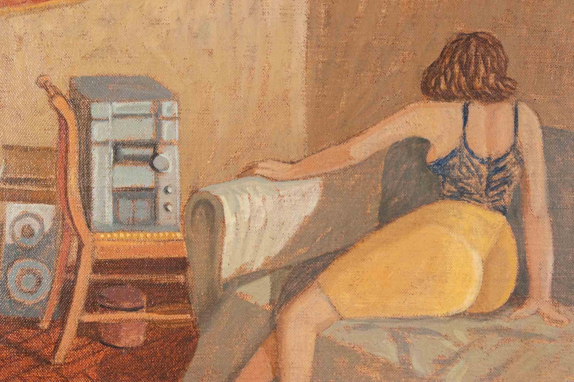 Le grenier de Pescara - Peinture d'Alberto Gallerati - années 1970 en vente 1