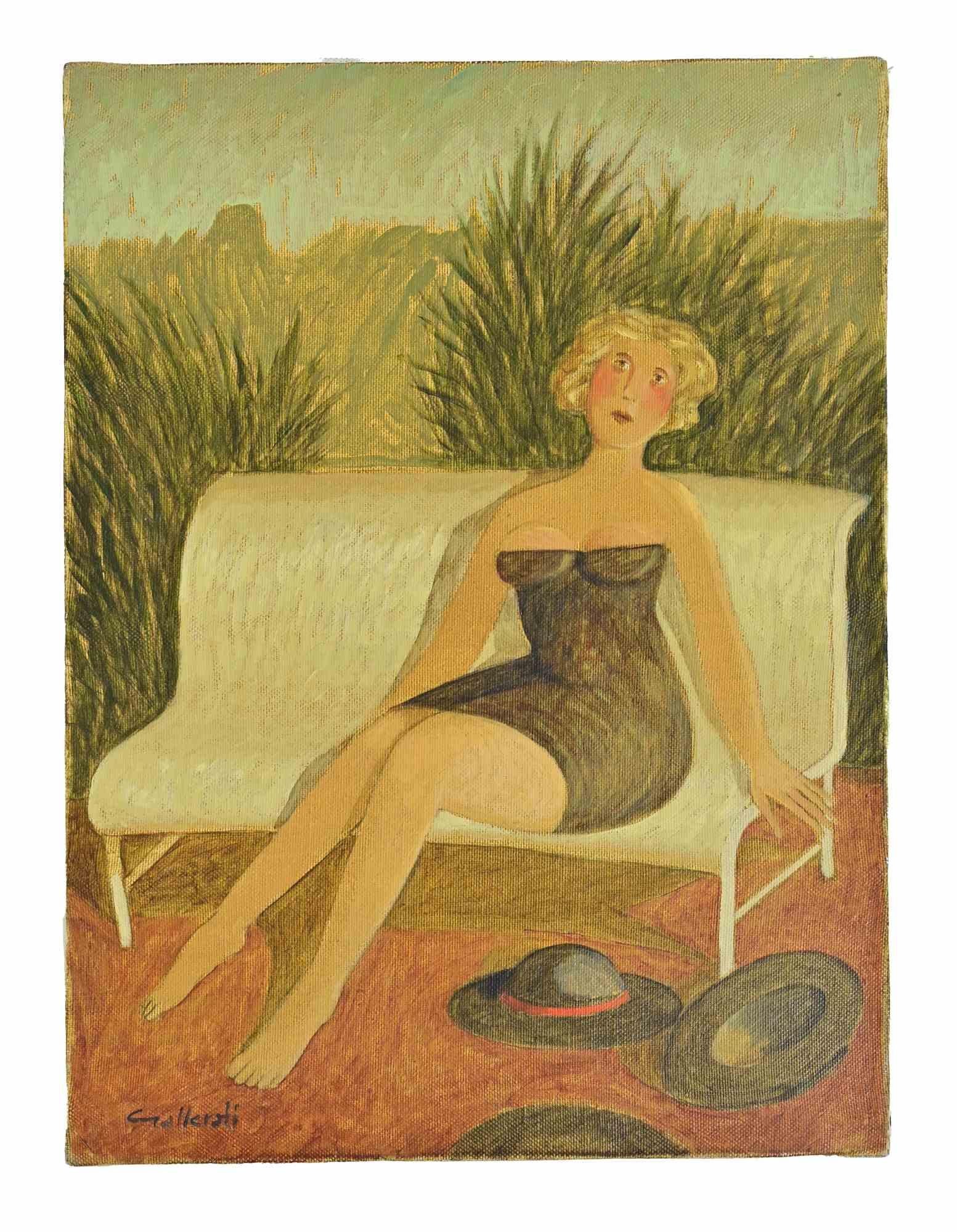 Les Chapeaux noirs - Peinture d'Alberto Gallerati - années 1970 en vente 1