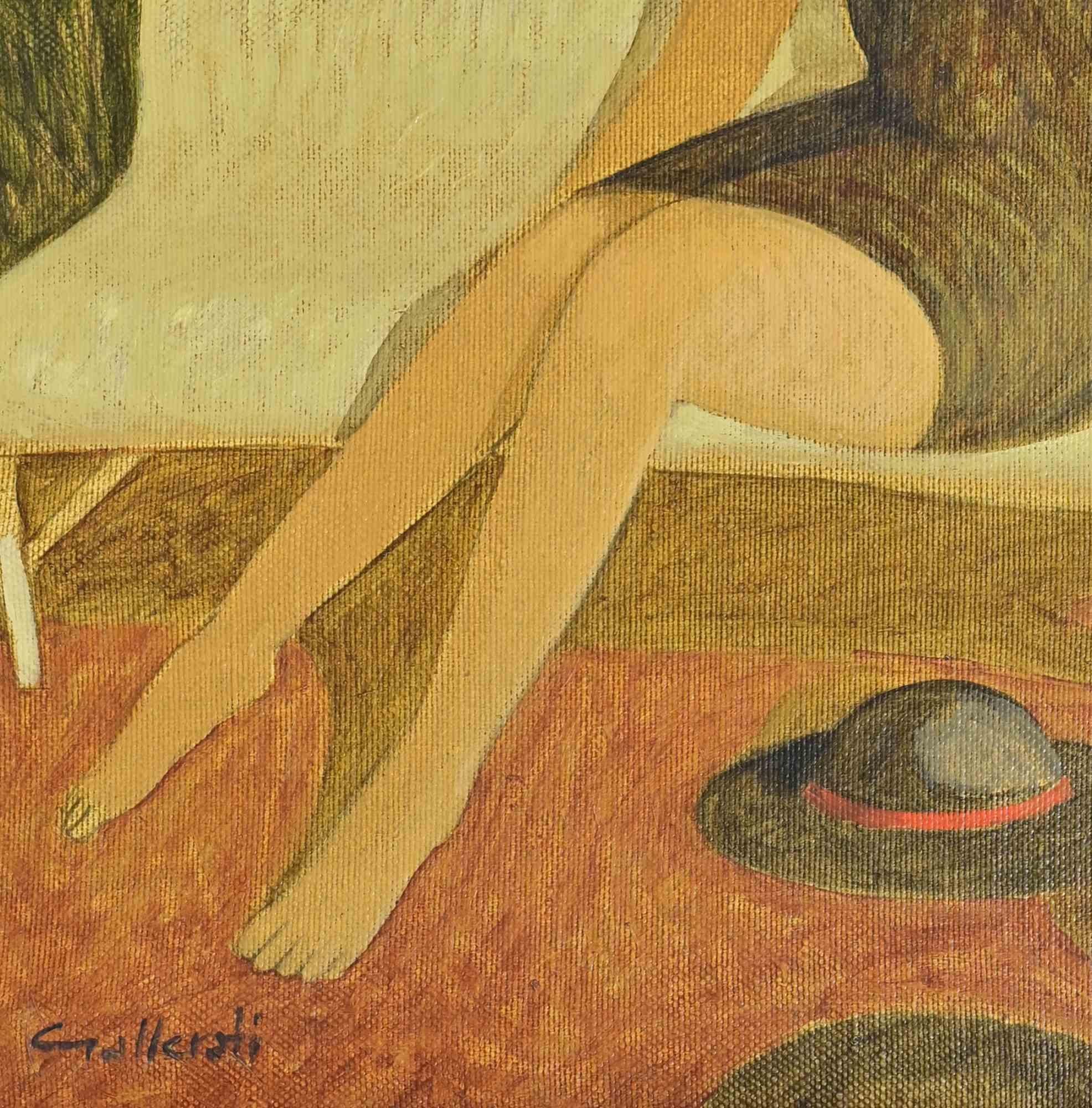 Les Chapeaux noirs - Peinture d'Alberto Gallerati - années 1970 en vente 2