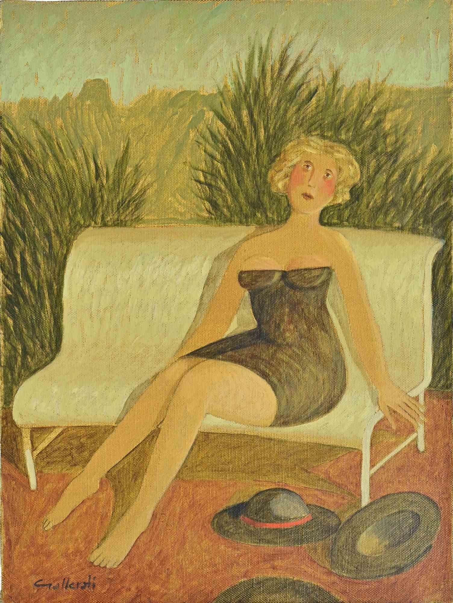 Les Chapeaux noirs - Peinture d'Alberto Gallerati - années 1970