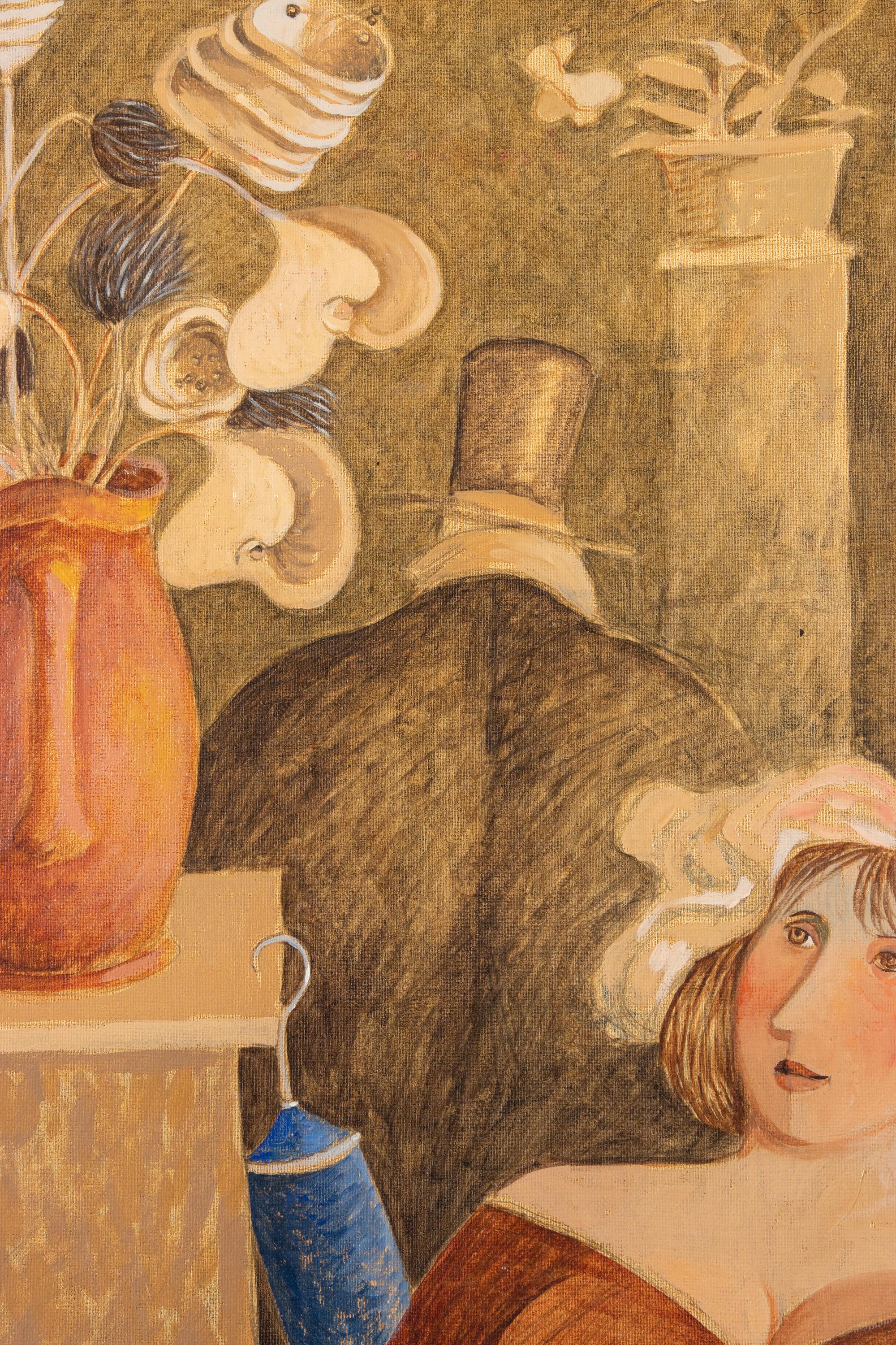 The Equivalent of the Ficus - Paint by Alberto Gallerati - 1980s For Sale 2