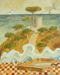 La guerre lointaine - Peinture d'Alberto Gallerati - années 1970