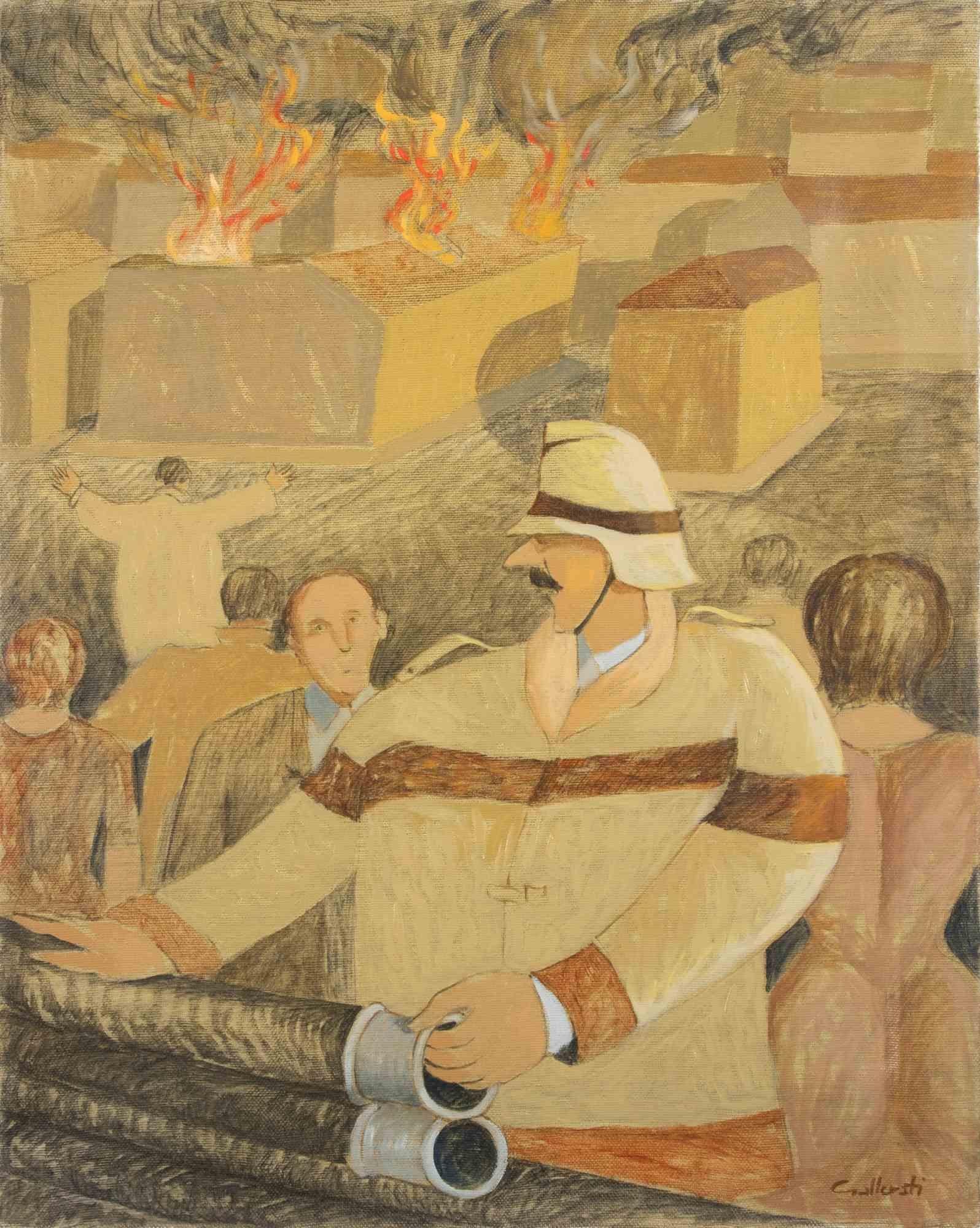 El fuego - Pintura de Alberto Gallerati - Años 70 en venta 1