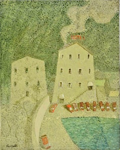 L'hôtel qui marche, l'hôtel qui... - Peinture d'Alberto Gallerati - années 1970