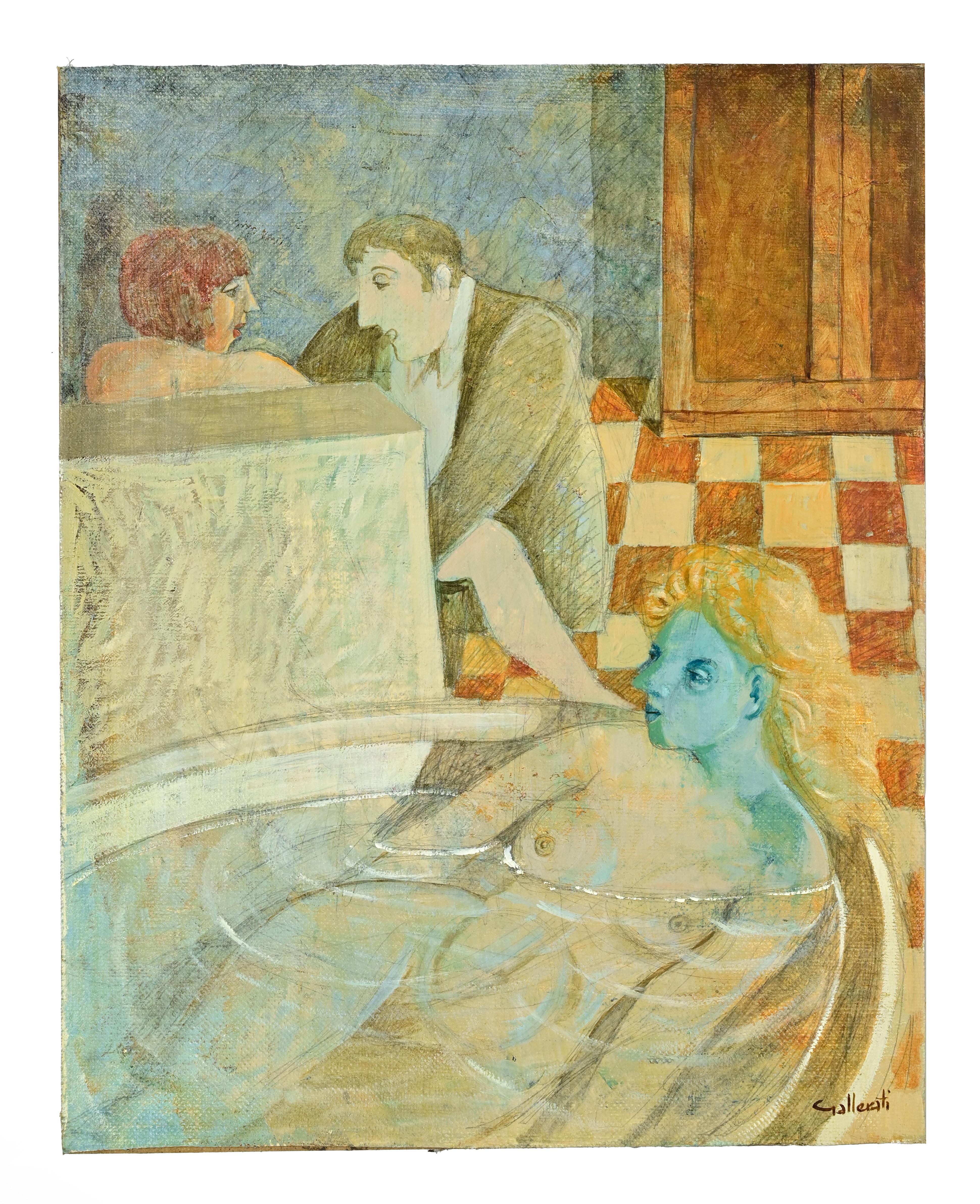 Die Unschuld - Gemälde von Alberto Gallerati - 1980er Jahre im Angebot 3
