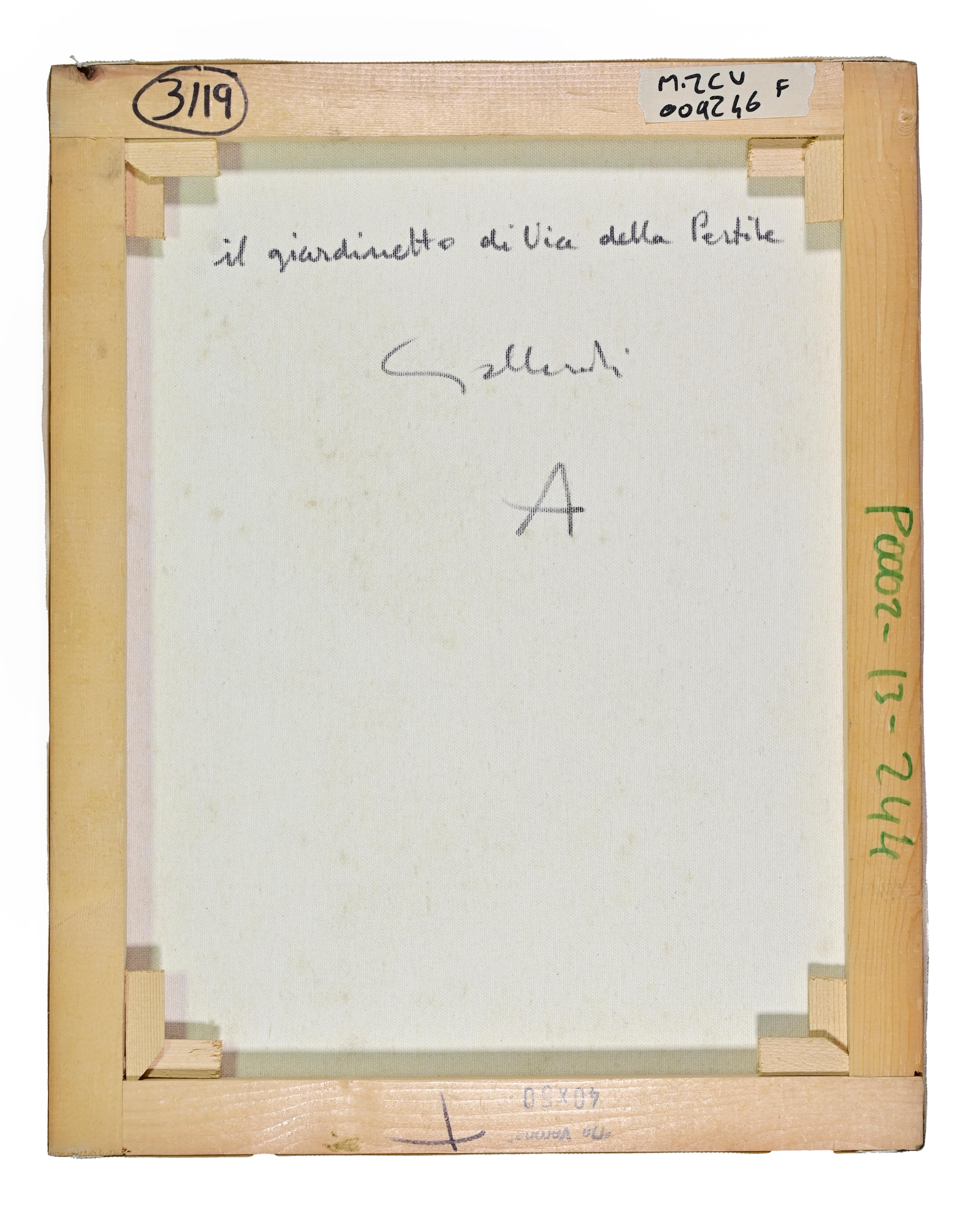 The Little Garden on Via della Partita - Paint by Alberto Gallerati - 1970s For Sale 3