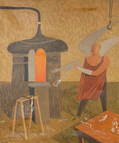 La Vetreria di Murano - Dipinto di Alberto Gallerati - Anni '70